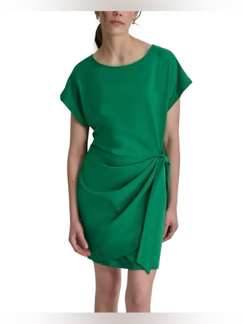 DKNY Women's Scuba A-Line Cotton Minidress with Waist Tie